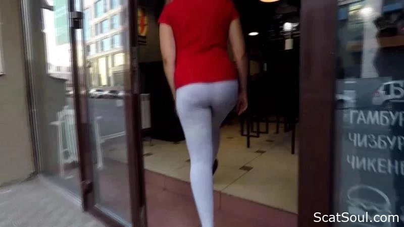 Rapid Undergarment Stool In Public Store - Leggings Defecating In Public Café - Playful Girl Defecating In The Store!